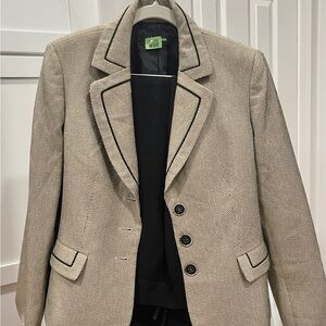 Le Suit Beige Blazer with Black Piping and Slacks